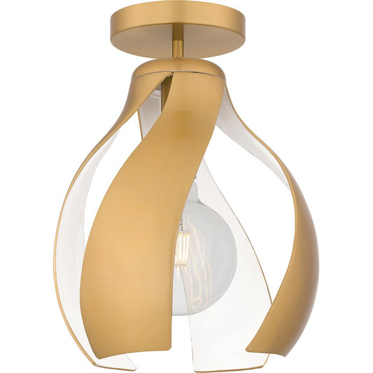 Quoizel Kiko 1 Light Semi-Flush Mount, Brass/Metal - QSF6739BWS