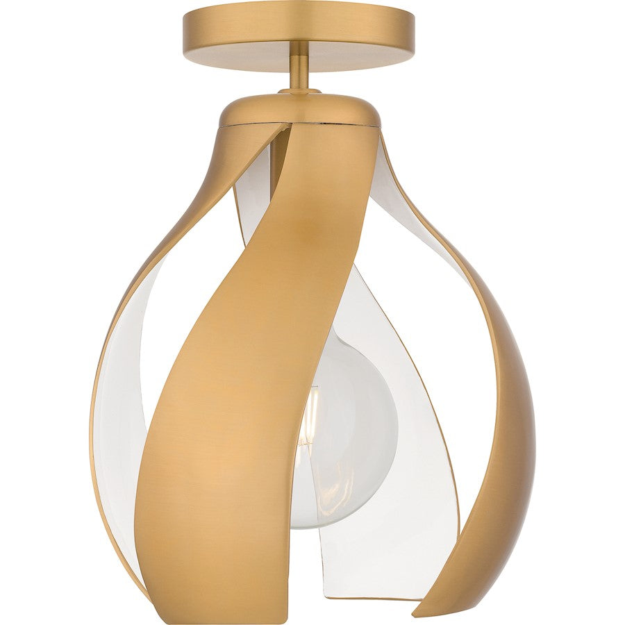 Kiko 1 Light Semi-Flush Mount, Brass/Metal