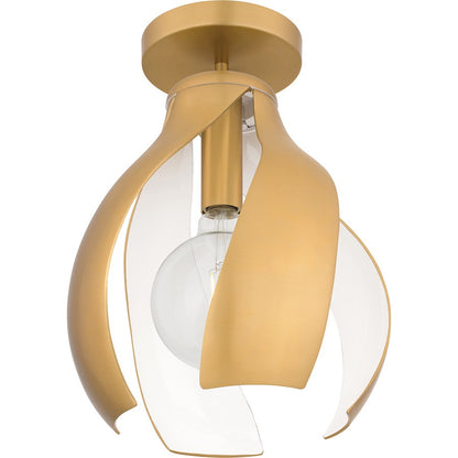 Kiko 1 Light Semi-Flush Mount, Brass/Metal