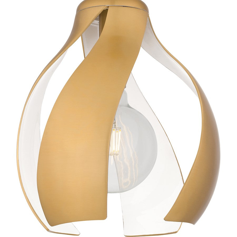 Kiko 1 Light Semi-Flush Mount, Brass/Metal