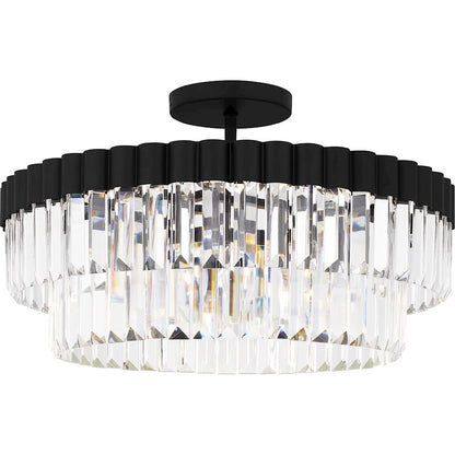 Quoizel Starlight 4Lt Semi-Flush Mount, Black/Clear Crystal Glass - QSF6742MBK