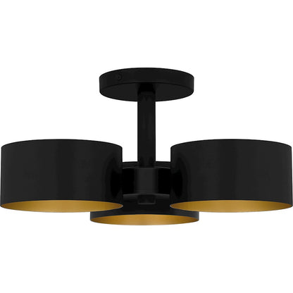 Nala 3 Light Semi-Flush Mount, Matte Black/Metal