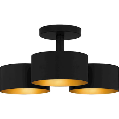 Nala 3 Light Semi-Flush Mount, Matte Black/Metal