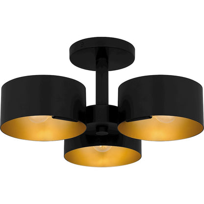 Nala 3 Light Semi-Flush Mount, Matte Black/Metal