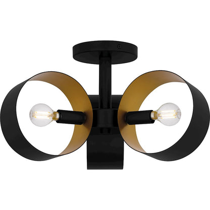 Nala 3 Light Semi-Flush Mount, Matte Black/Metal