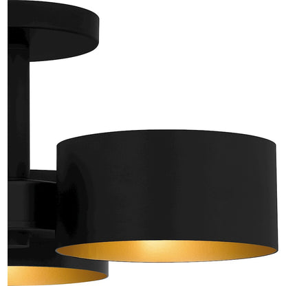 Nala 3 Light Semi-Flush Mount, Matte Black/Metal