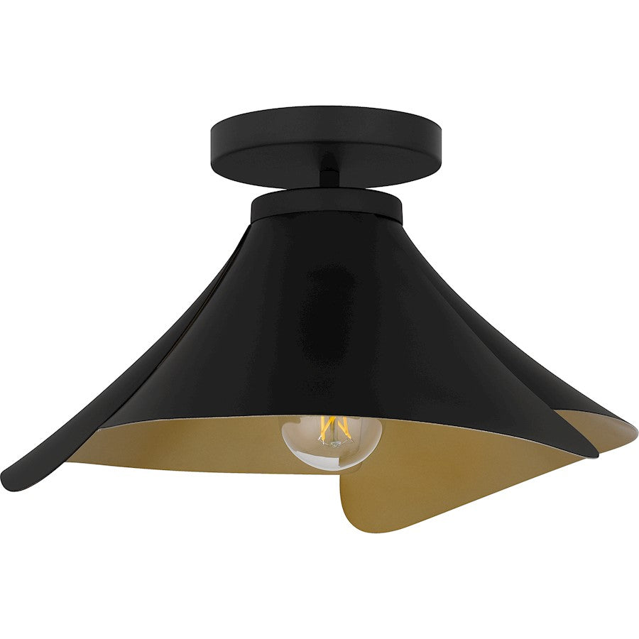 Wisp 1 Light Semi-Flush Mount, Matte Black/Metal