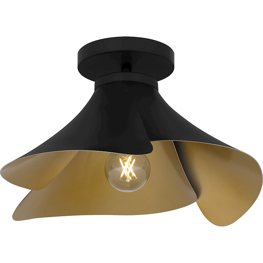 Wisp 1 Light Semi-Flush Mount, Matte Black/Metal