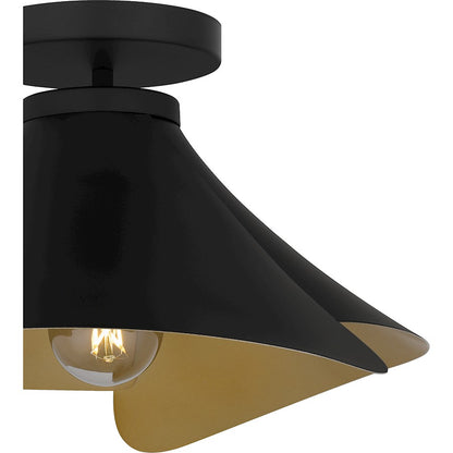 Wisp 1 Light Semi-Flush Mount, Matte Black/Metal