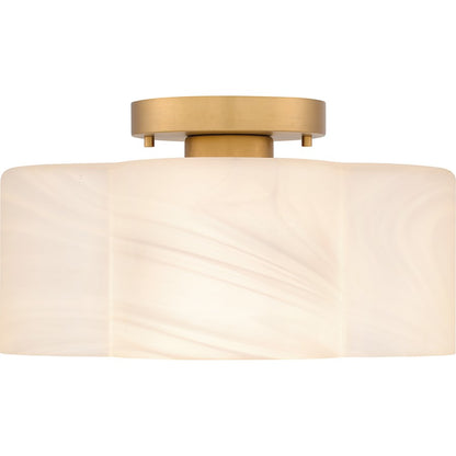 Lilly 1 Light Semi-Flush Mount, Brass/Alabaster Glass