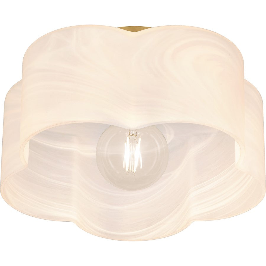 Lilly 1 Light Semi-Flush Mount, Brass/Alabaster Glass