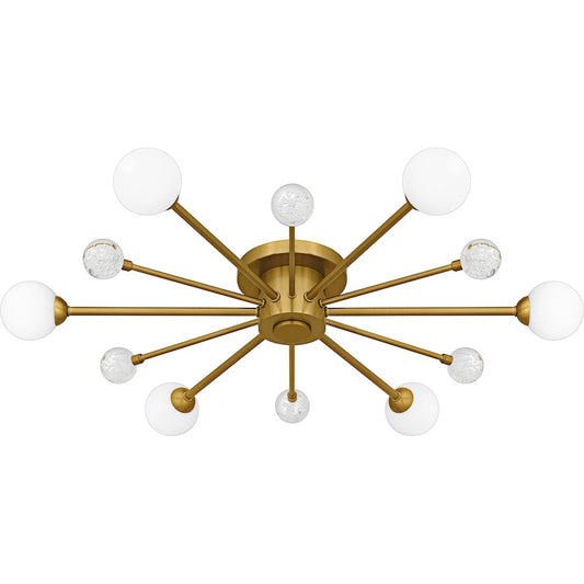 Quoizel Combe 6Lt Semi-Flush, Gold/Opal Etched, Crystal/Bubble - QSF6781BRG