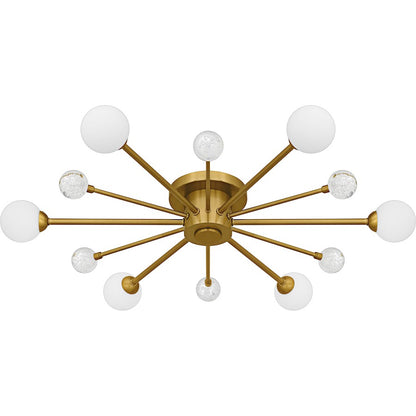 Combe 6Lt Semi-Flush, Gold/Opal Etched, Crystal/Bubble