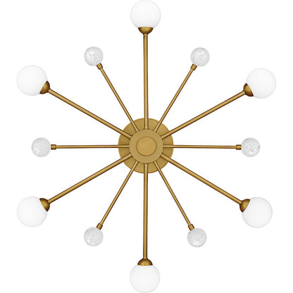 Combe 6Lt Semi-Flush, Gold/Opal Etched, Crystal/Bubble