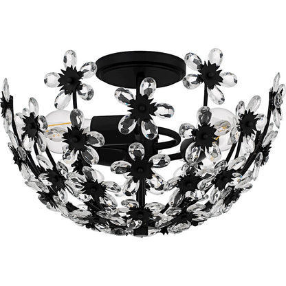 Rosemary 3Lt Semi-Flush Mount, Black/Clear Crystal