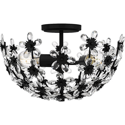 Rosemary 3Lt Semi-Flush Mount, Black/Clear Crystal