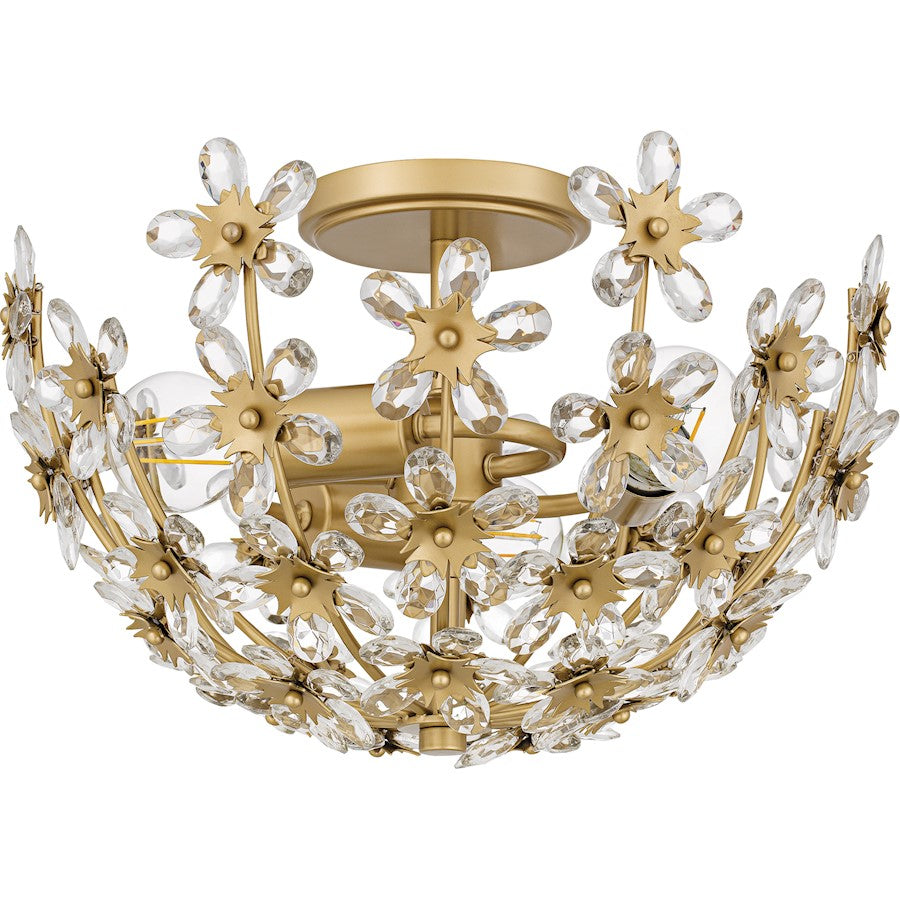 Rosemary 3Lt Semi-Flush Mount, Soft Gold/Clear Crystal