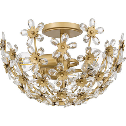 Rosemary 3Lt Semi-Flush Mount, Soft Gold/Clear Crystal