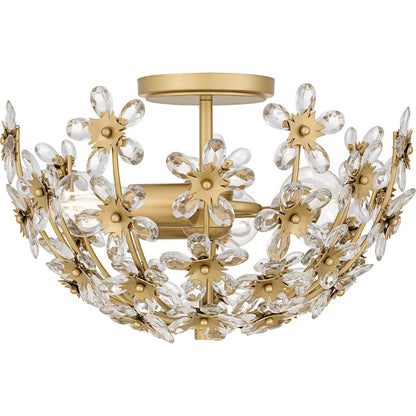 Rosemary 3Lt Semi-Flush Mount, Soft Gold/Clear Crystal