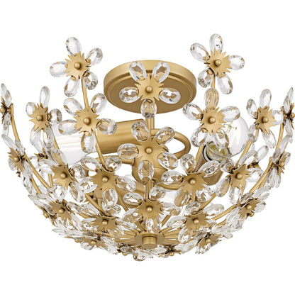 Rosemary 3Lt Semi-Flush Mount, Soft Gold/Clear Crystal