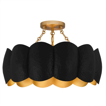 Quoizel Santana 4Light Semi-Flush Mount, Matte Black/Metal - QSF6794MBK