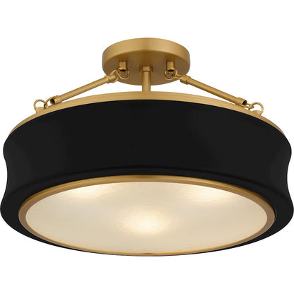 Dylan 3Lt Semi-Flush Mount, Black/Clear Textured
