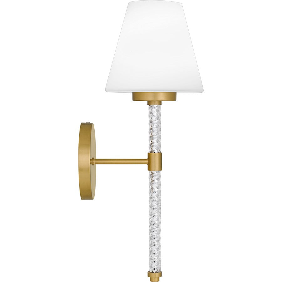 Andrea 1 Light Wall Sconce, Brushed Gold/Opal Etched Glass