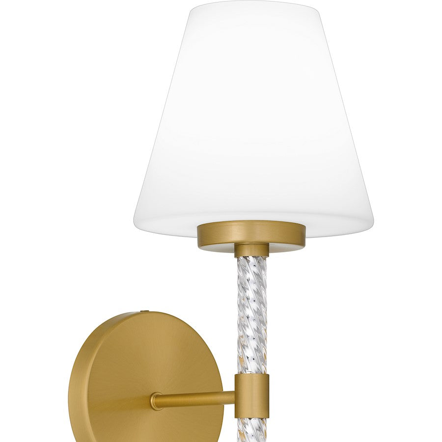 Andrea 1 Light Wall Sconce, Brushed Gold/Opal Etched Glass