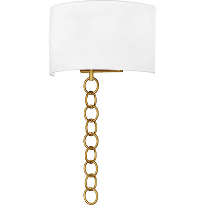 Quoizel Baynes 2Light Wall Sconce, Brushed Gold/White Fabric - QW6798BRG