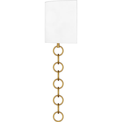 Baynes 2Light Wall Sconce, Brushed Gold/White Fabric