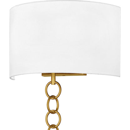 Baynes 2Light Wall Sconce, Brushed Gold/White Fabric