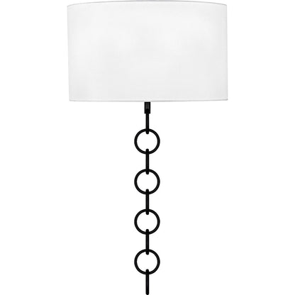 Baynes 2Light Wall Sconce, Matte Black/White Fabric
