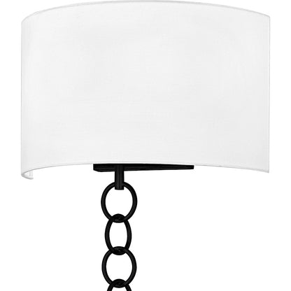 Baynes 2Light Wall Sconce, Matte Black/White Fabric