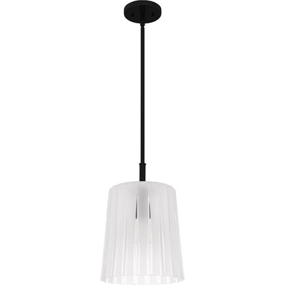 Gray 1Lt Mini Pendant, Black/Clear Ribbed Sandblasted