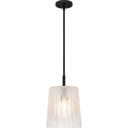 Gray 1Lt Mini Pendant, Black/Clear Ribbed Sandblasted