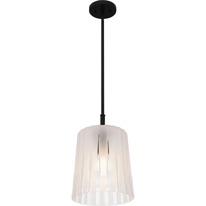 Gray 1Lt Mini Pendant, Black/Clear Ribbed Sandblasted