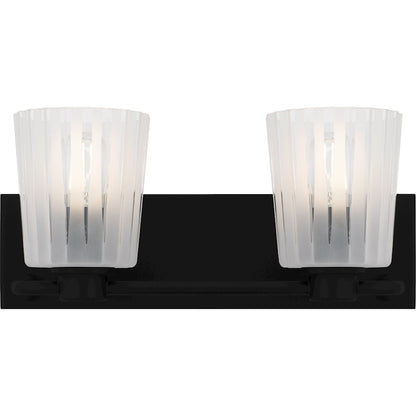 Quoizel Gray 2Lt Bath Light, Black/Clear Ribbed Sandblasted - RAY8616MBK