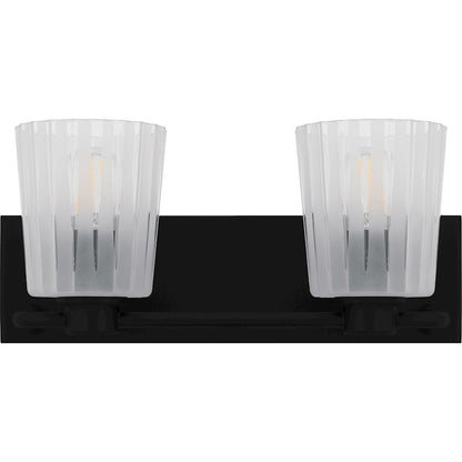 Gray 2Lt Bath Light, Black/Clear Ribbed Sandblasted