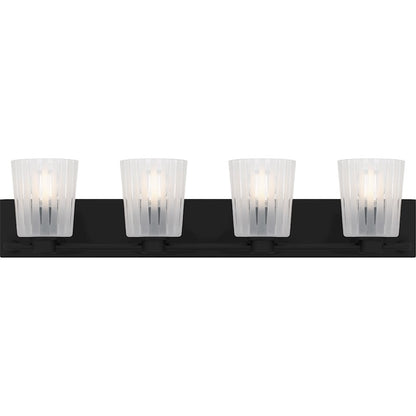 Quoizel Gray 4Lt Bath Light, Black/Clear Ribbed Sandblasted - RAY8632MBK