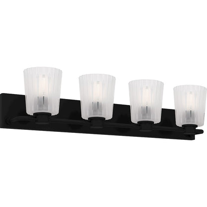 Gray 4Lt Bath Light, Black/Clear Ribbed Sandblasted