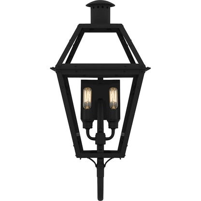 Rue De Royal 2Light Outdoor Lantern, Earth Black/Clear Glass