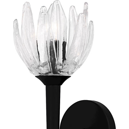 Shea 1Light Wall Sconce, Matte Black/Glass
