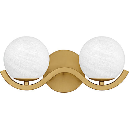 Spherical 2Light Bath Light, Aged Brass/Cloud Glass