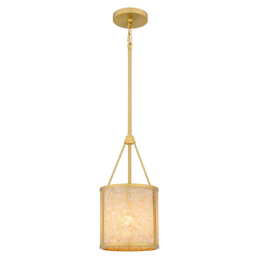 Quoizel Stoneland 1 Light Mini Pendant, Gold/Faux Capiz Shell - STO1508BRG