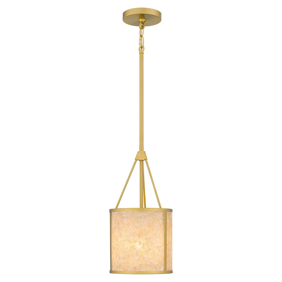 Stoneland 1 Light Mini Pendant, Gold/Faux Capiz Shell