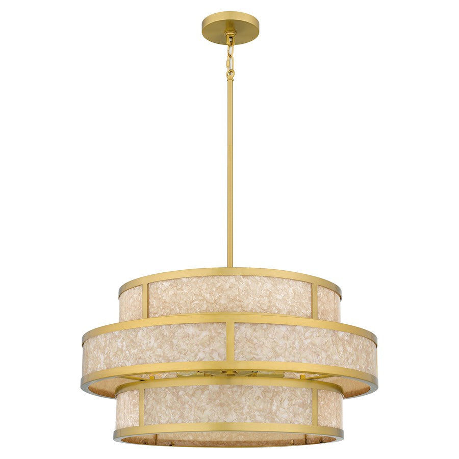 Stoneland 6 Light Pendant, Brushed Gold/Faux Capiz Shell