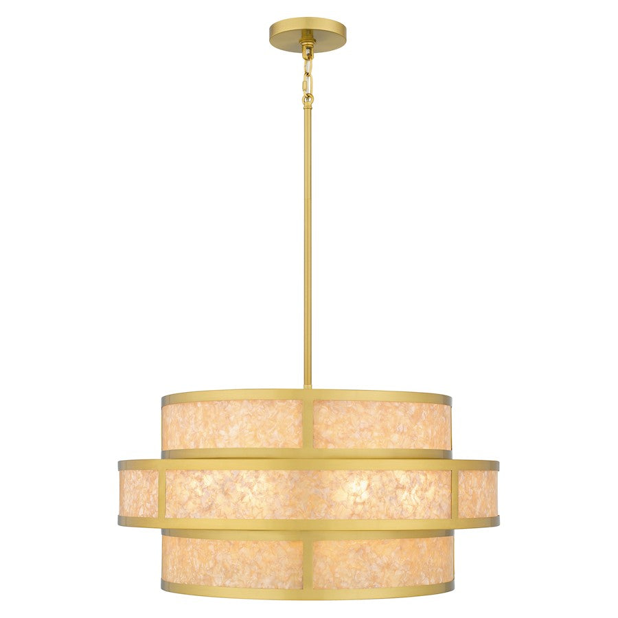 Stoneland 6 Light Pendant, Brushed Gold/Faux Capiz Shell