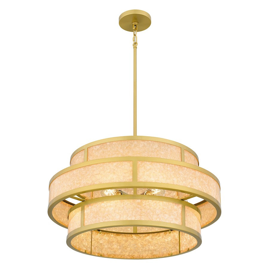 Stoneland 6 Light Pendant, Brushed Gold/Faux Capiz Shell