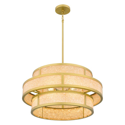 Stoneland 6 Light Pendant, Brushed Gold/Faux Capiz Shell