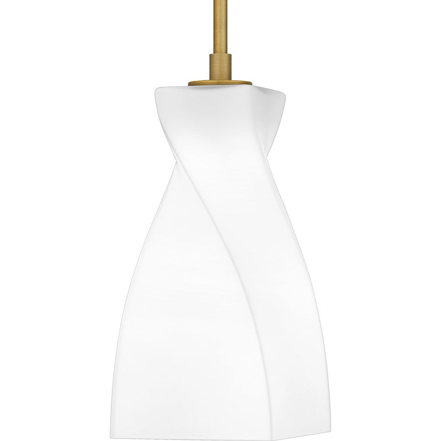 Stetson 1 Light 13" Mini Pendant, Gold/Opal Etched Glass